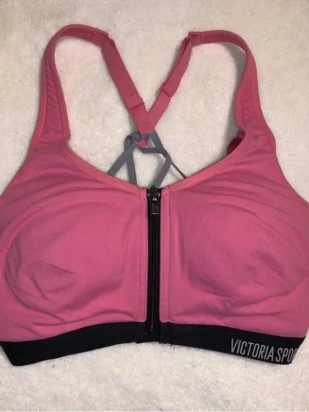 Victoria Secret Sport Zip, front close Racer Back Bra